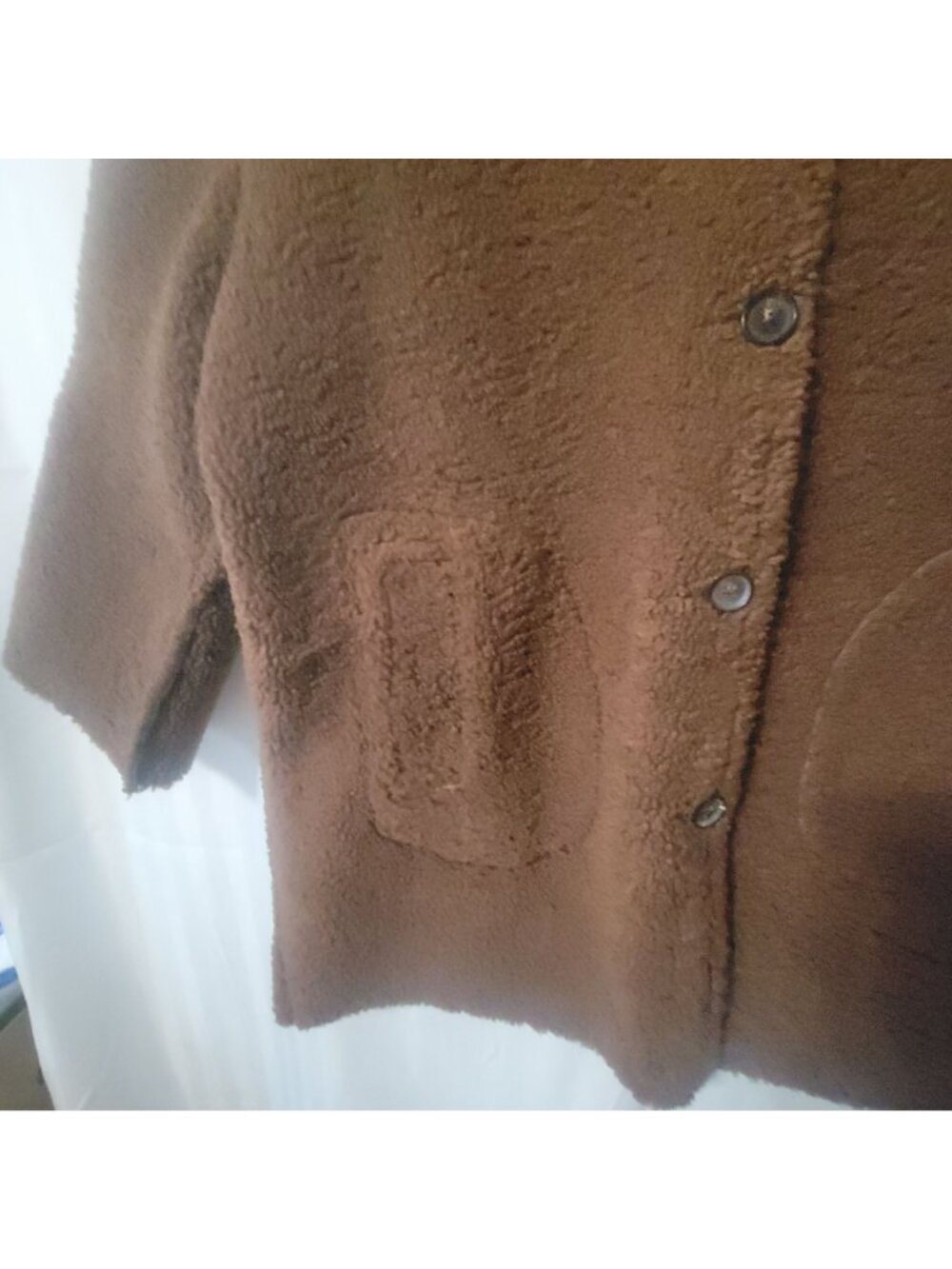 The Great. Chocolate Plush Car Coat 1 Small Oversized Teddy Jacket Fleece Brown - Picture 6 of 11